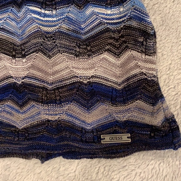 Guess knitted Dress XS Fitted Petite Blue grey striped with grey slip - Picture 4 of 9